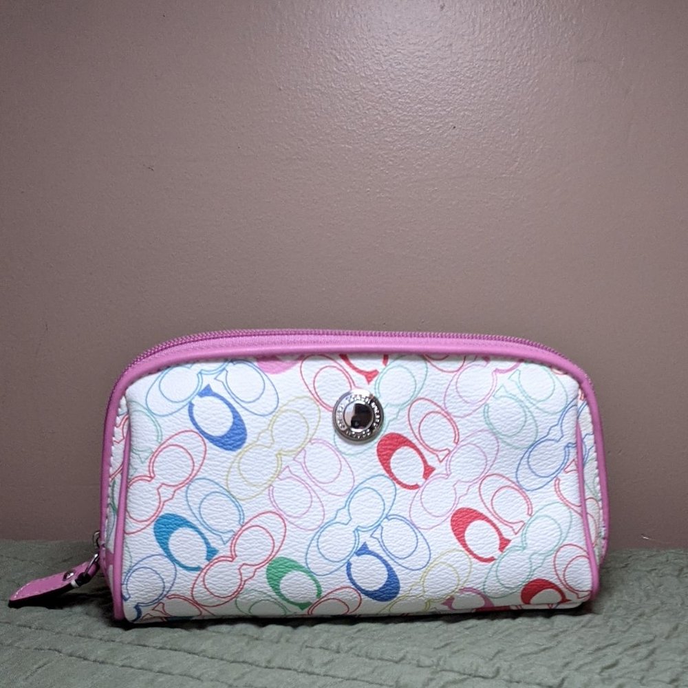 Coach Signature Leather Cosmetic Bag